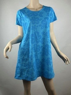 Kai Floral Turquoise Short Sleeve Tee Shirt Dress