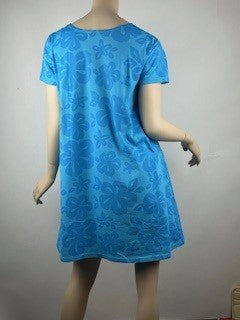 Kai Floral Turquoise Short Sleeve Tee Shirt Dress