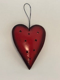 Hawaii Red Heart Metal Hanging Ornament