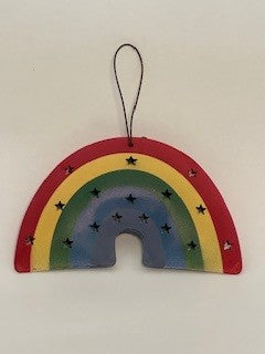 Hawaii Rainbow metal hanging ornament