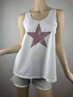 Nani Big Star Rose Gold Metallic PInk Tank